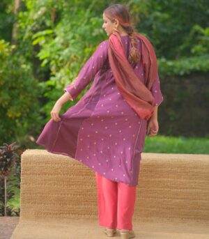 Brocade kurta with dupatta & matching pants set