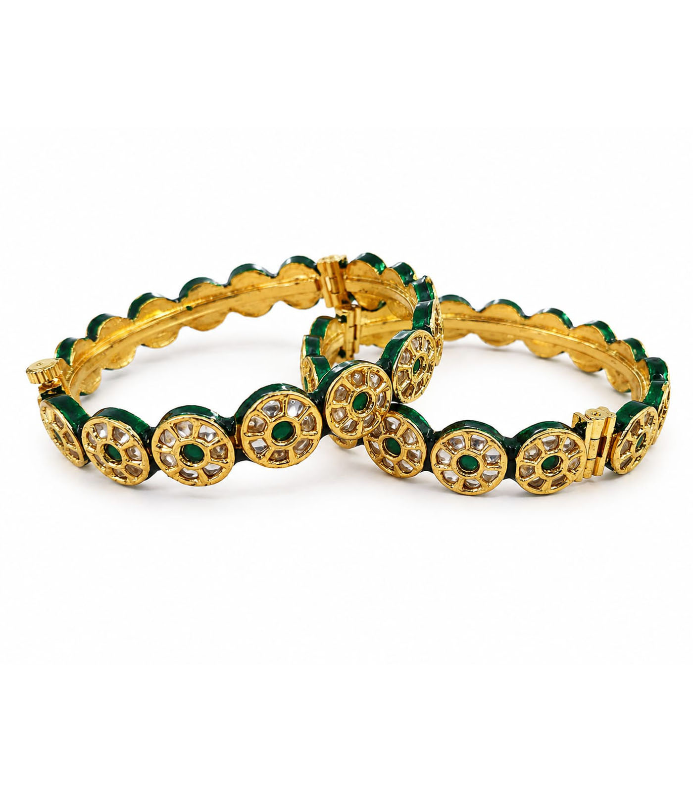 Emerald Polki Floral Kada Set - Image 2
