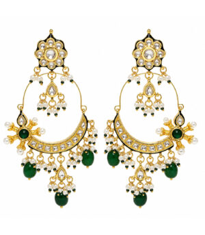Emerald Floral Hoop Earrings with Pearl Drops