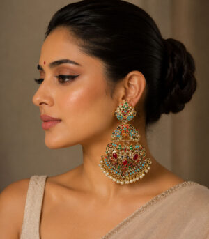 Multicolour Mughal Polki Earrings