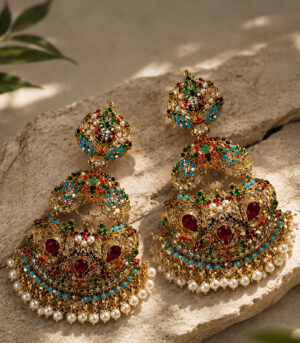 Multicolour Mughal Polki Earrings