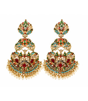 Multicolour Mughal Polki Earrings