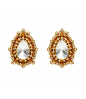 Pear Cut Polki Floral Stud Earrings