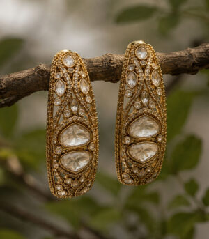 Elongated Polki Drop Earrings