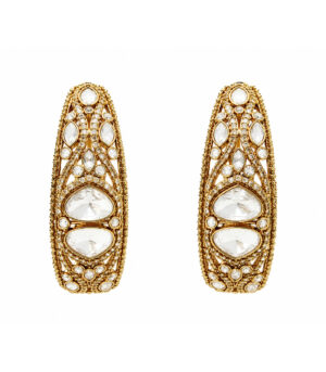 Elongated Polki Drop Earrings