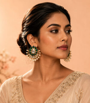 Emerald Floral Polki Earrings