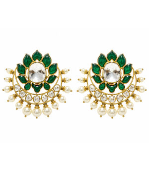 Emerald Floral Polki Earrings
