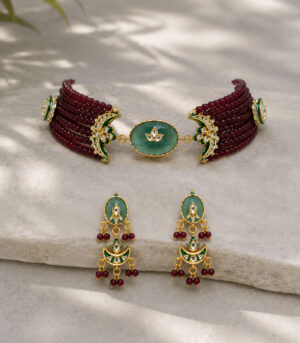 Emerald Beaded Choker Set