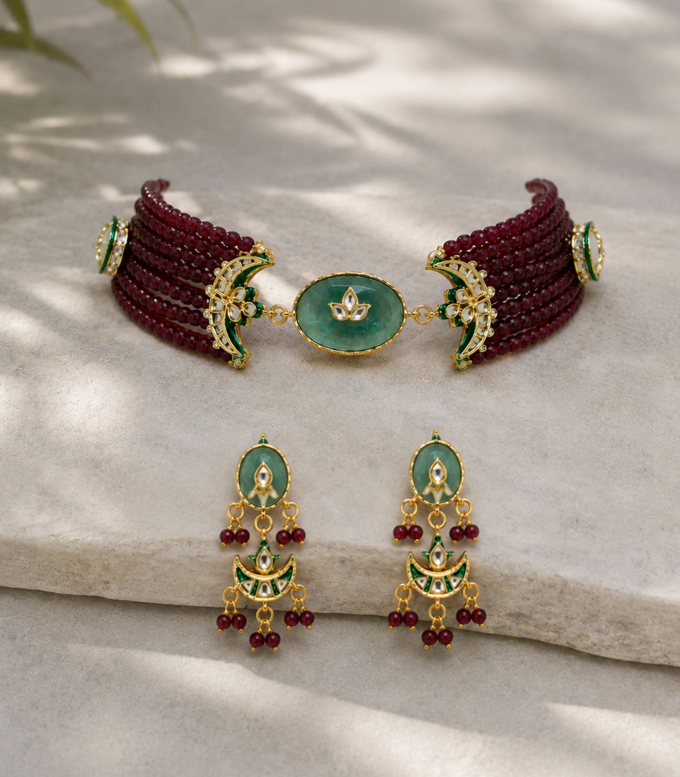 Emerald Beaded Choker Set - Image 3