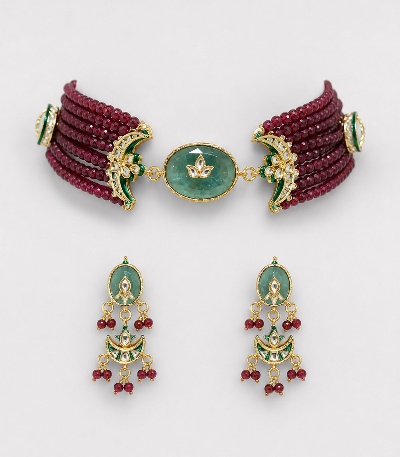 Emerald Beaded Choker Set - Image 4