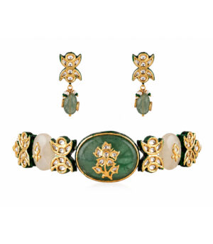Emerald Floral Gemstone Choker Set