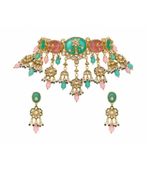 Pastel Kundan Floral Choker Set