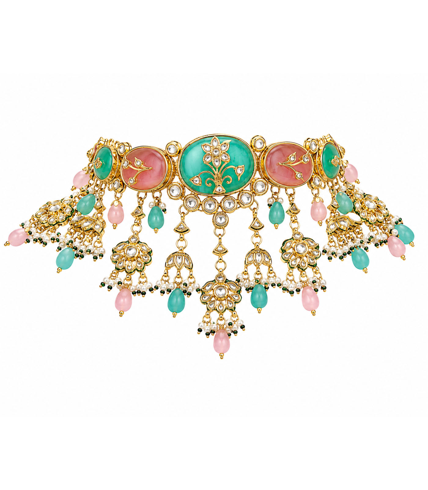 Pastel Kundan Floral Choker Set - Image 5