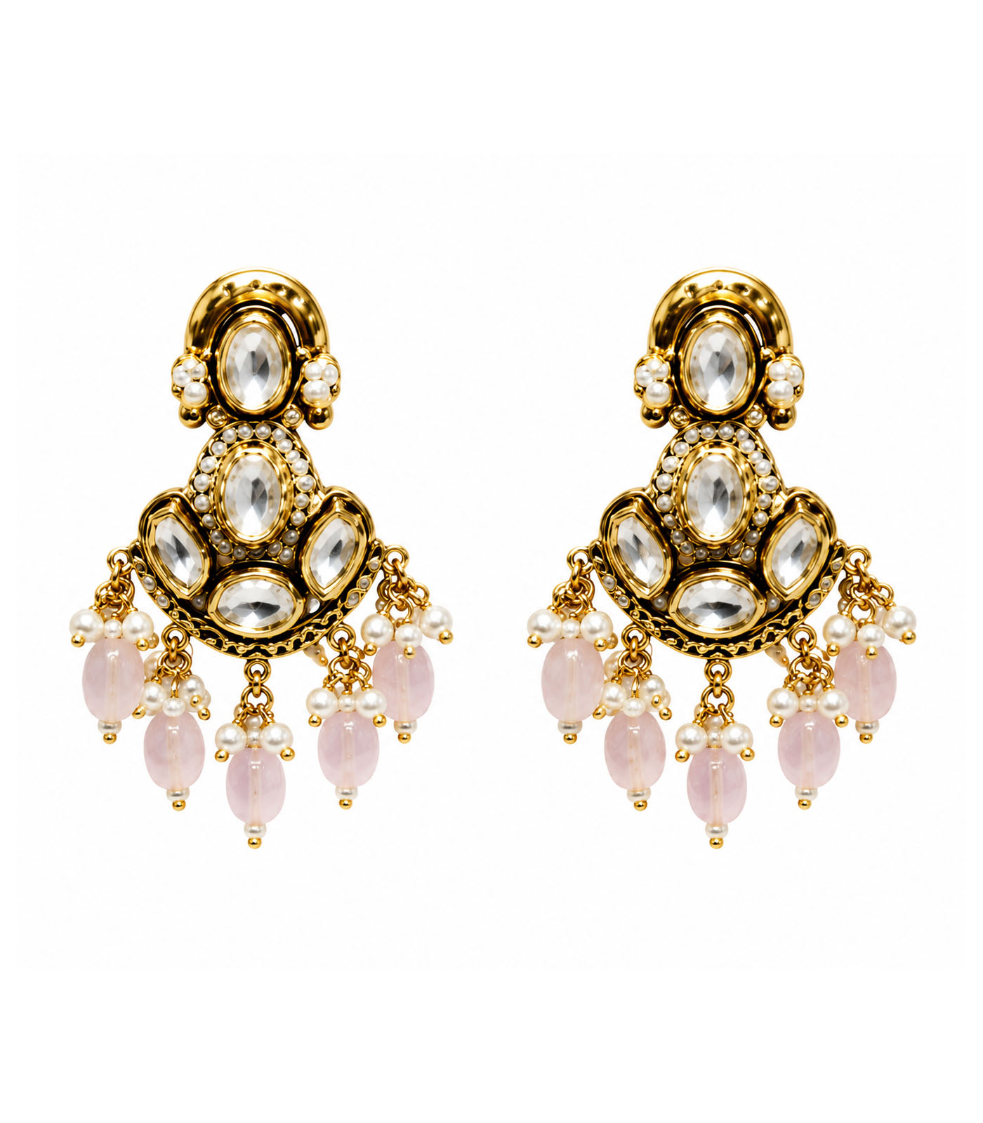 Kundan Pastel Pink Beaded Choker Set - Image 2