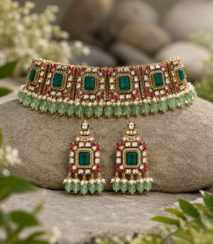 Emerald Kundan Choker Set