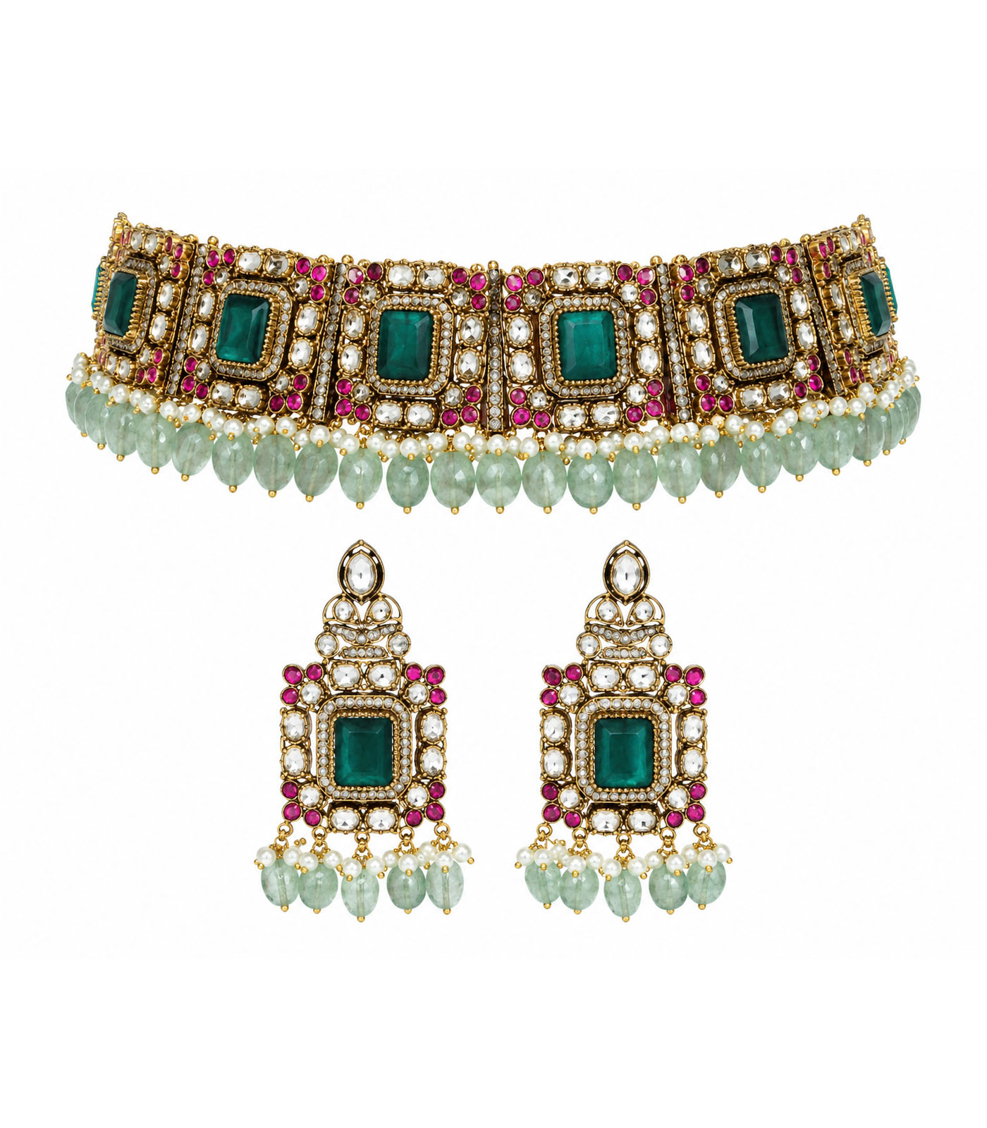 Emerald Kundan Choker Set - Image 4