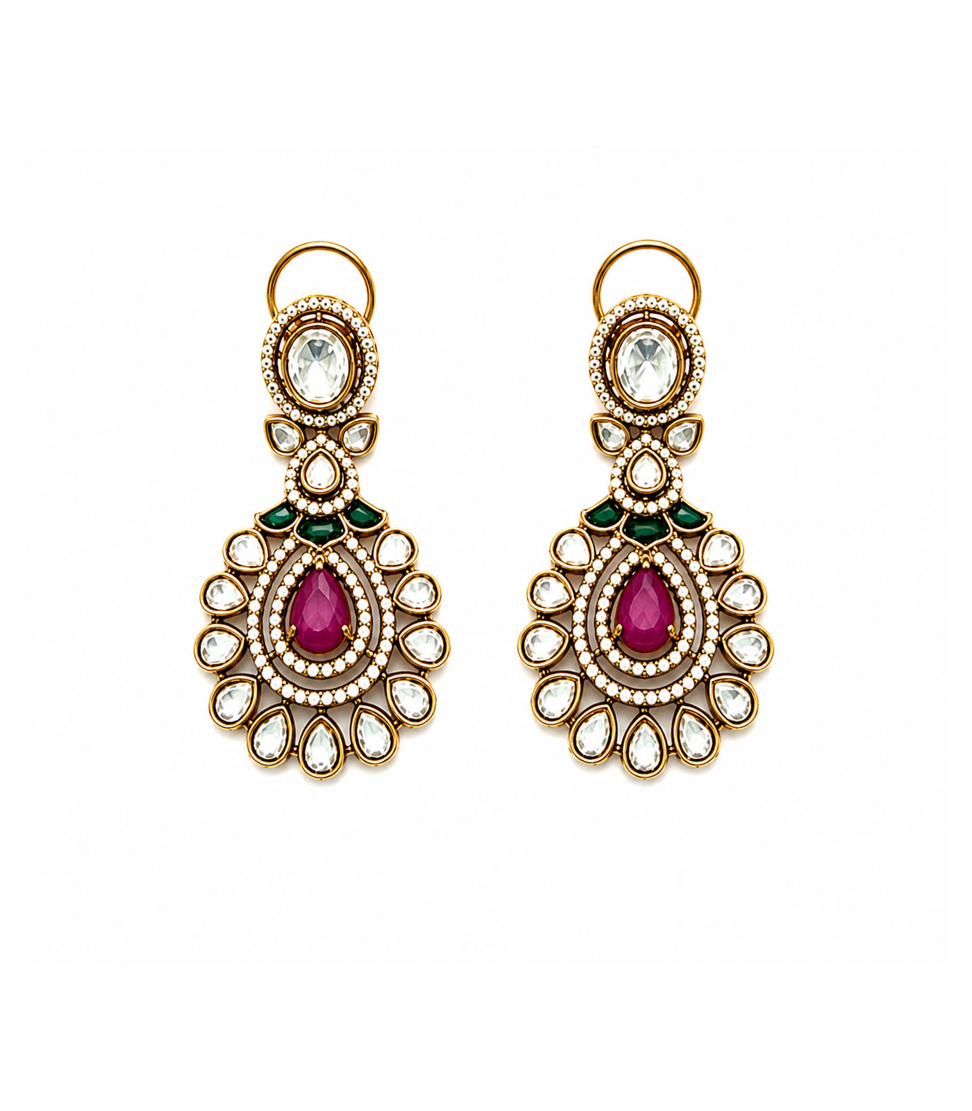 Ruby Kundan Statement Necklace Set - Image 2