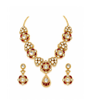 Ruby Kundan Choker Necklace Set with Drop Earrings