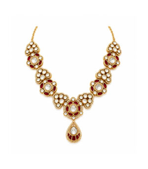 Ruby Kundan Choker Necklace Set with Drop Earrings