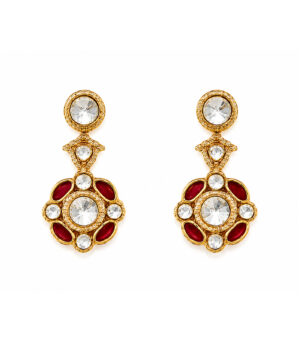 Ruby Kundan Choker Necklace Set with Drop Earrings