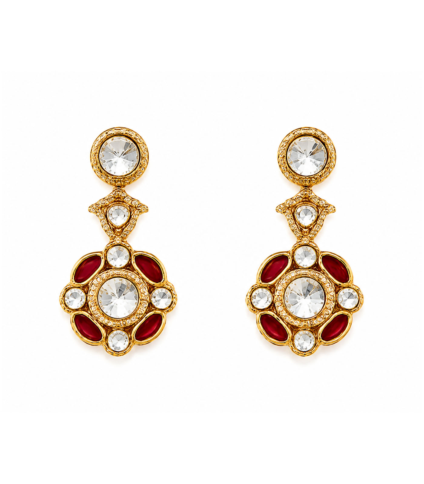 Ruby Kundan Choker Necklace Set with Drop Earrings - Image 5