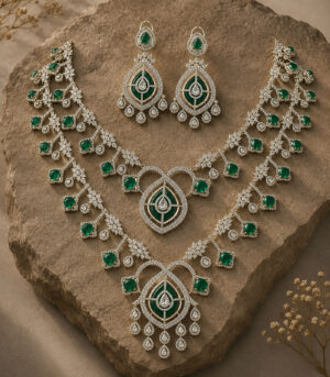 Emerald Layered Statement Necklace Set