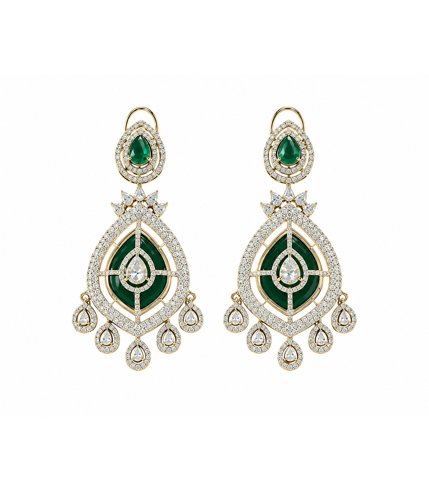 Emerald Layered Statement Necklace Set - Image 2