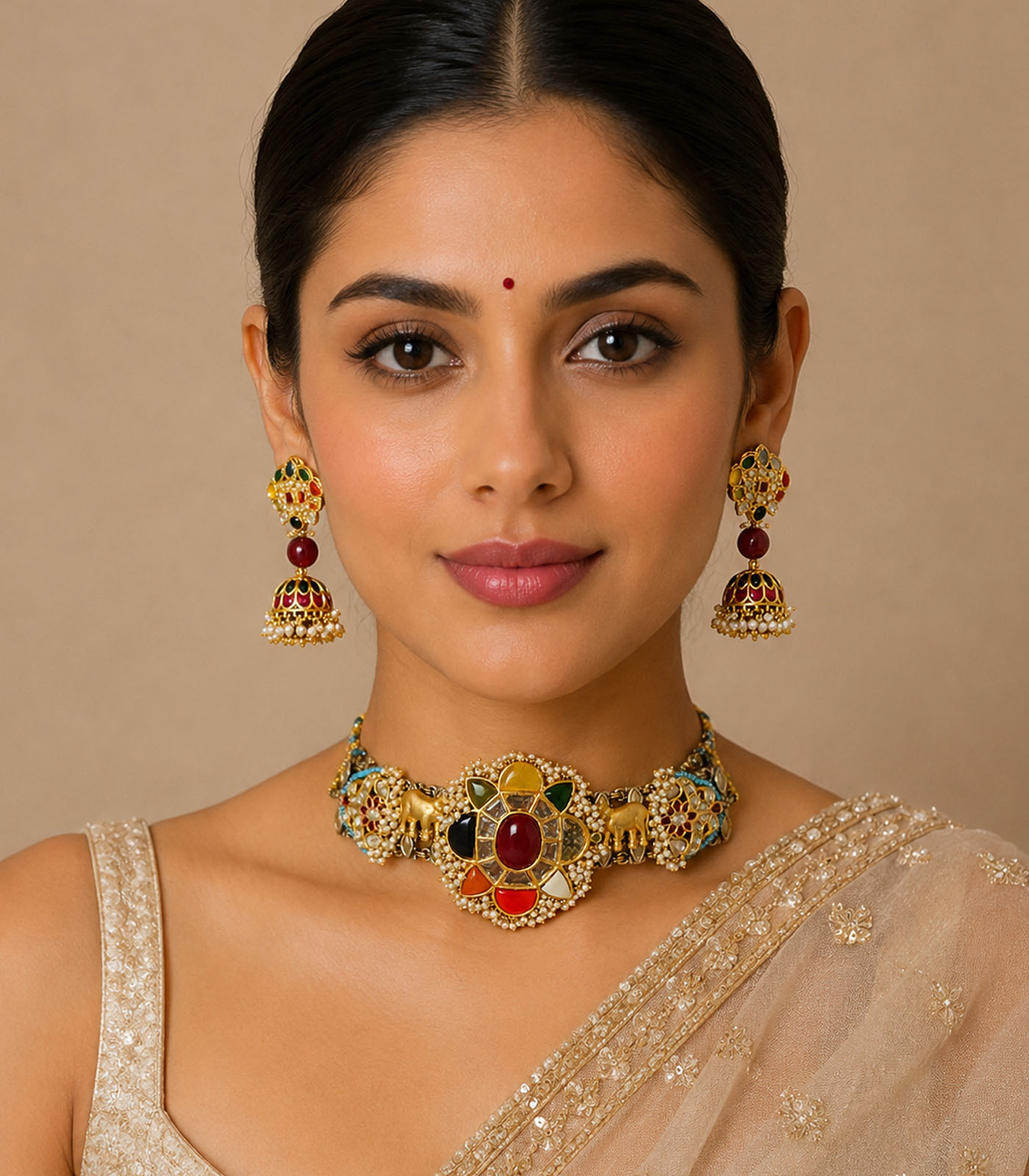Navratna Floral Choker Set