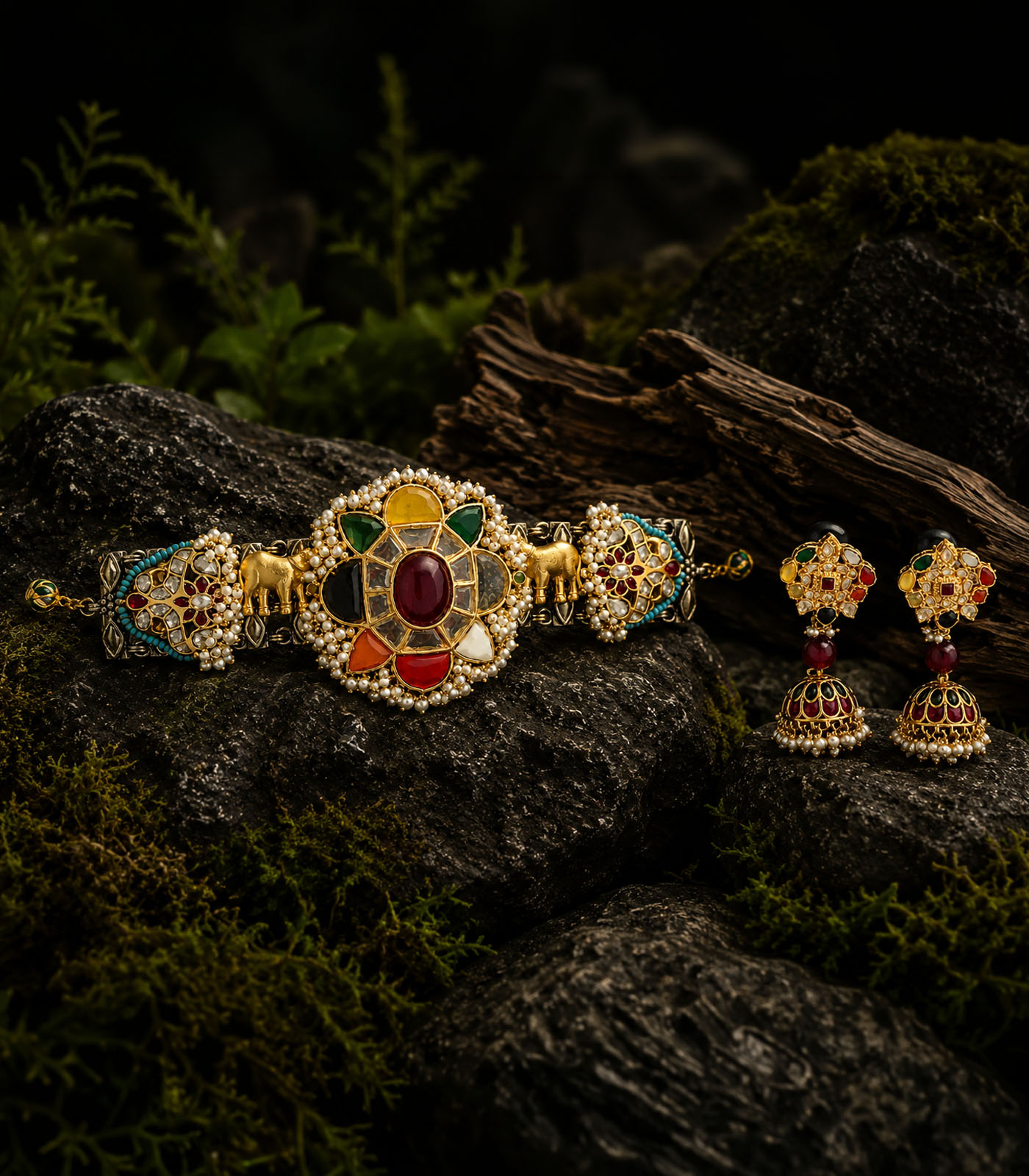 Navratna Floral Choker Set - Image 3