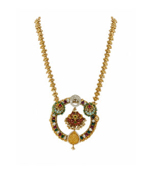 Emerald Sapphire Swan Diamond Statement Necklace Set
