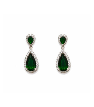 Emerald Teardrop Necklace Set with Drop Earrings