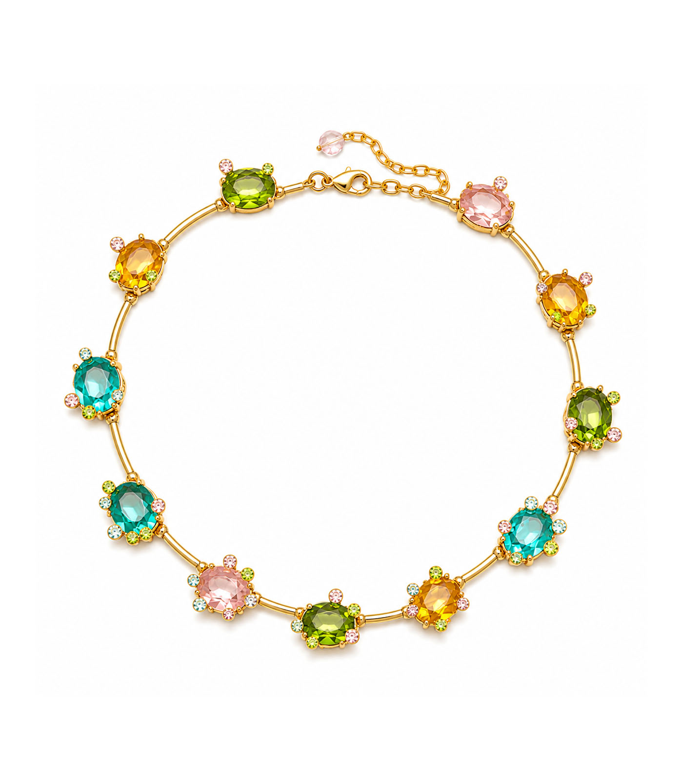 Multi-Coloured Floral Gemstone Necklace Set - Image 5