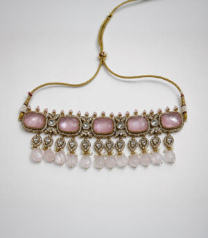 Pastel Pink Polki Choker Set