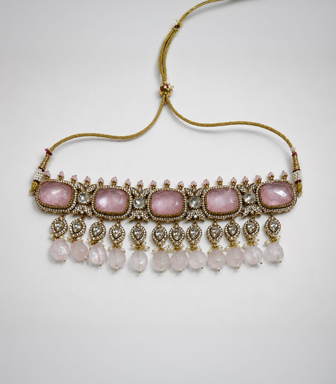 Pastel Pink Polki Choker Set - Image 4