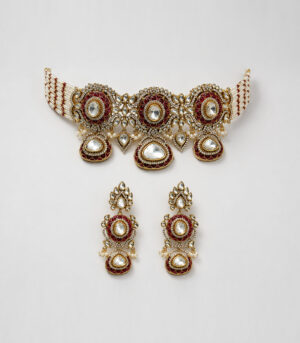 Ruby Red Polki Choker Set