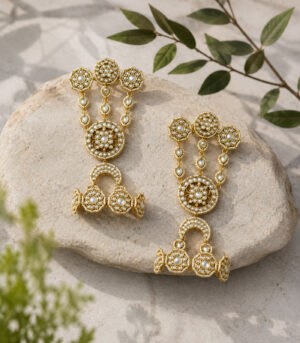 Polki Bridal Haath Phool with Floral Motifs