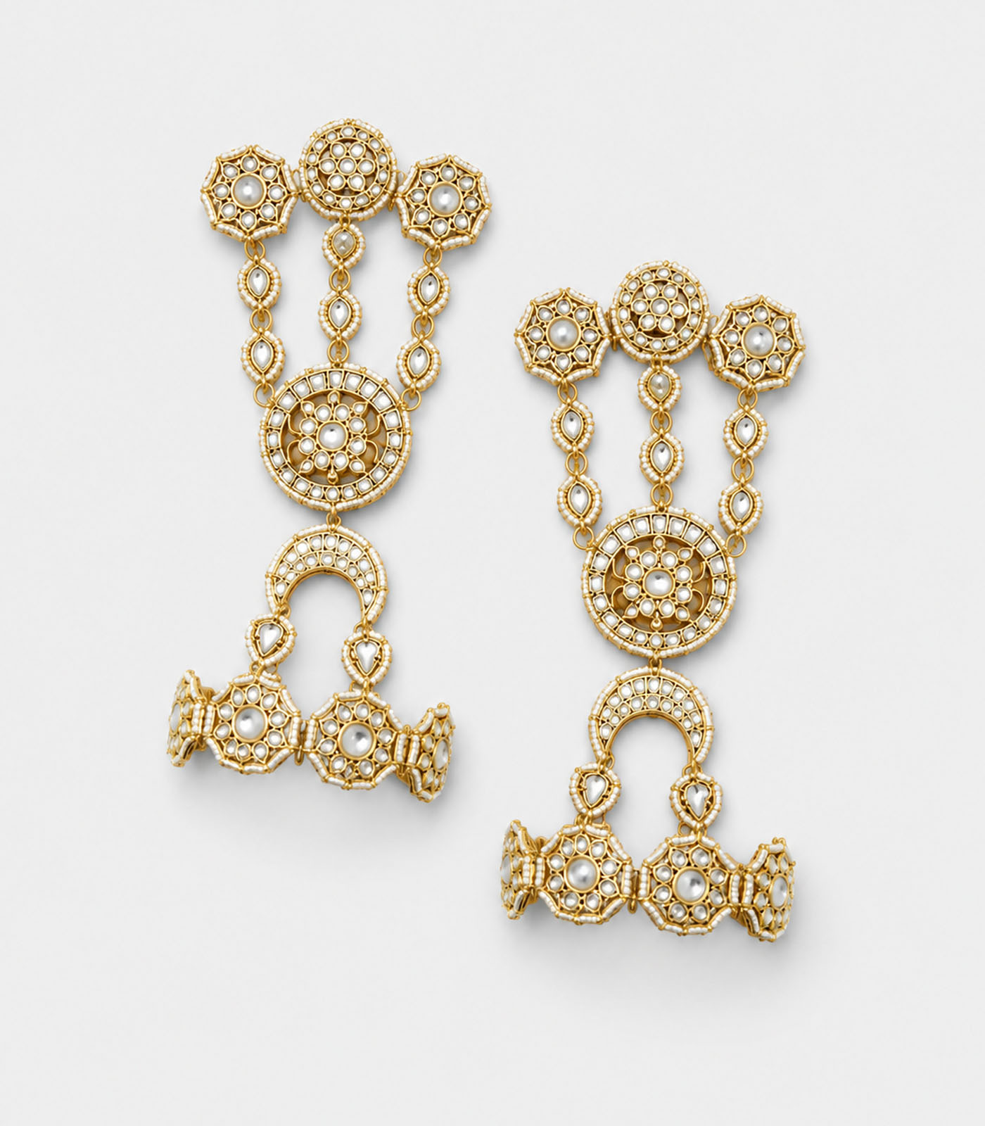 Polki Bridal Haath Phool with Floral Motifs - Image 2