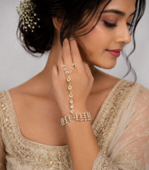 Pearl & Polki Bridal Haath Phool Bracelet