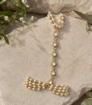 Pearl & Polki Bridal Haath Phool Bracelet