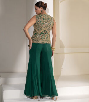 Emerald green Heavy Embellished ethnic designer Jacket Set