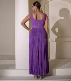 Light Purple Georgette Fully Embellished Gathered Anarkali Gown