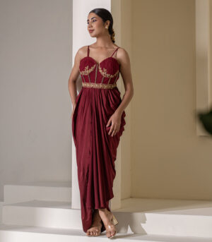 maroon attached saree old collection