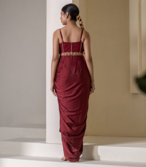 maroon attached saree old collection