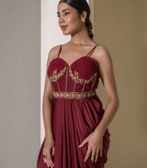 maroon attached saree old collection
