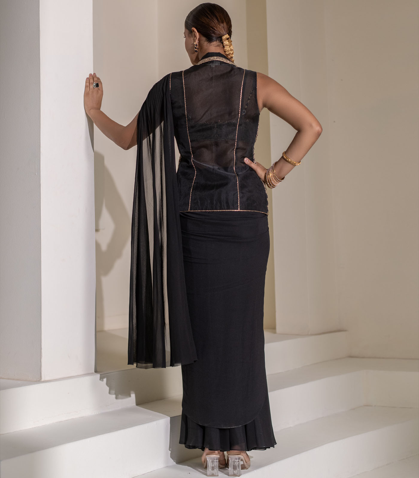 Balck jacket saree - Image 4