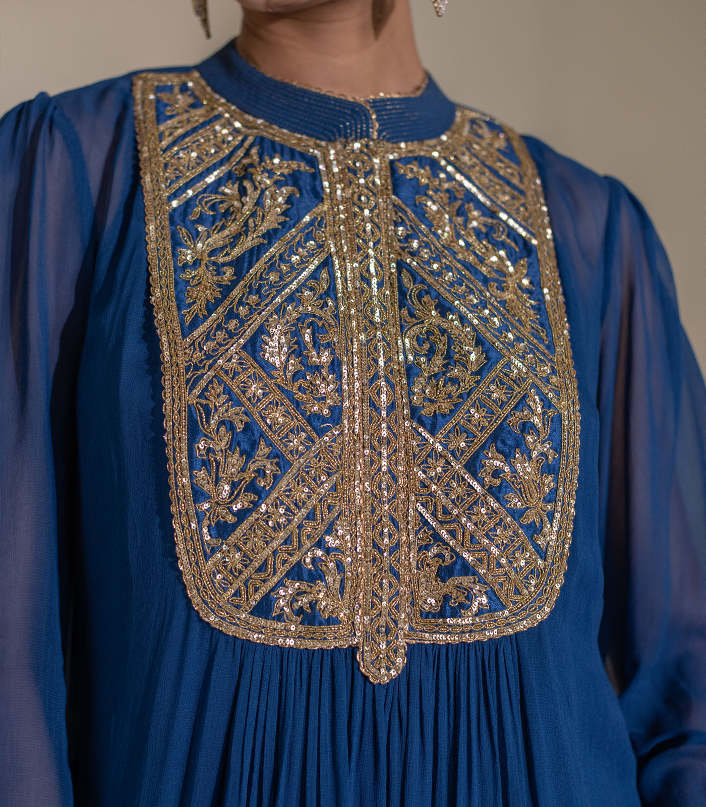 Blue Embellished Yoke Georgette Kurta deigner Dress - Image 2