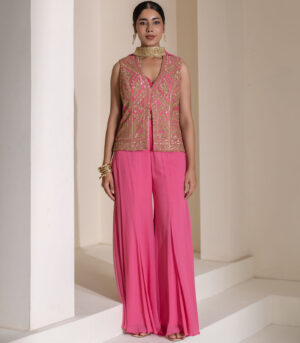 Pink Heavy Embellished ethnic designer Jacket Set