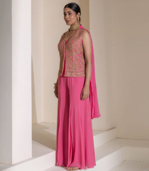 Pink Heavy Embellished ethnic designer Jacket Set