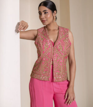 Pink Heavy Embellished ethnic designer Jacket Set